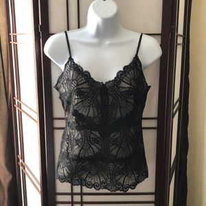 The Limited vintage 90s black nude lace camisole